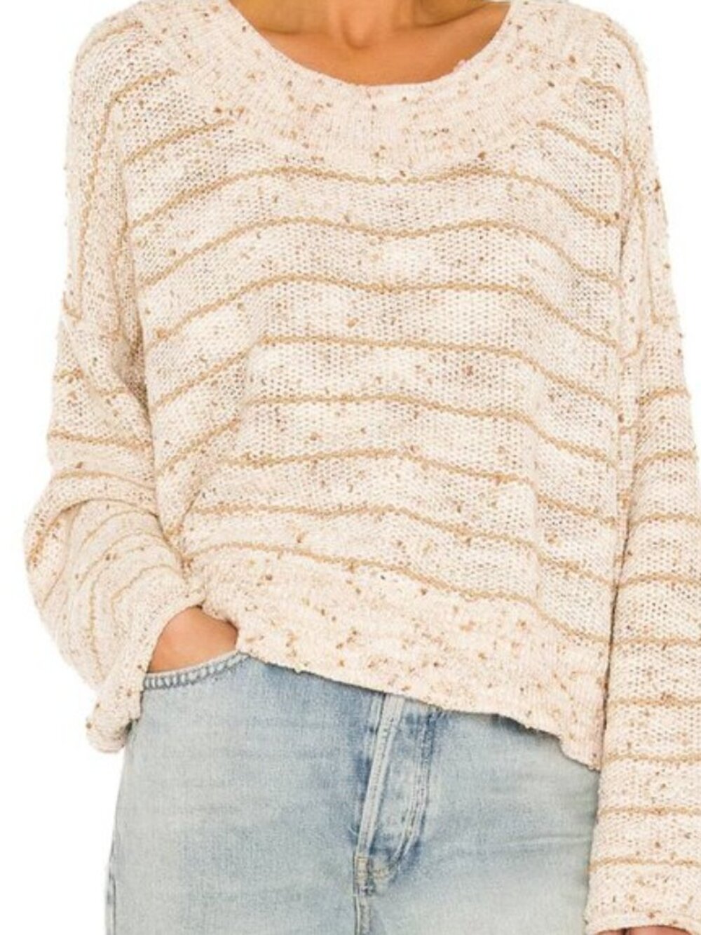 Free People Starlight Pullover Knit Sweater Pearl Island Beachy Granola Girl S